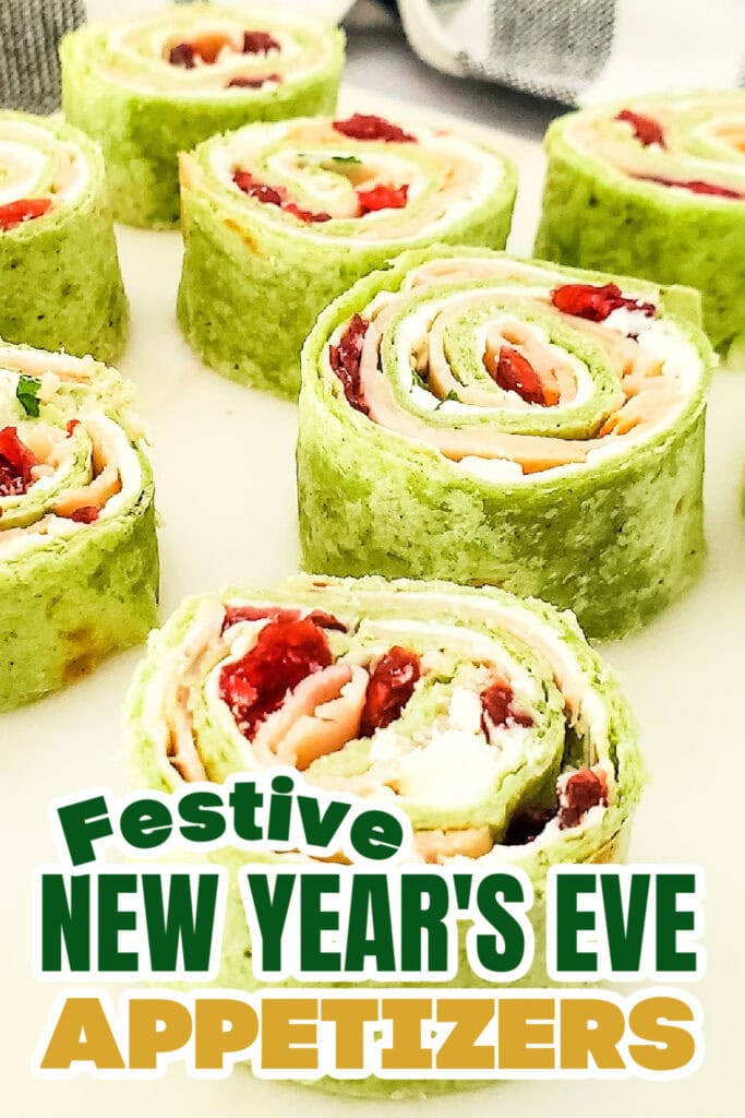 New Years Appetizers-Cranberry Turkey Pinwheels