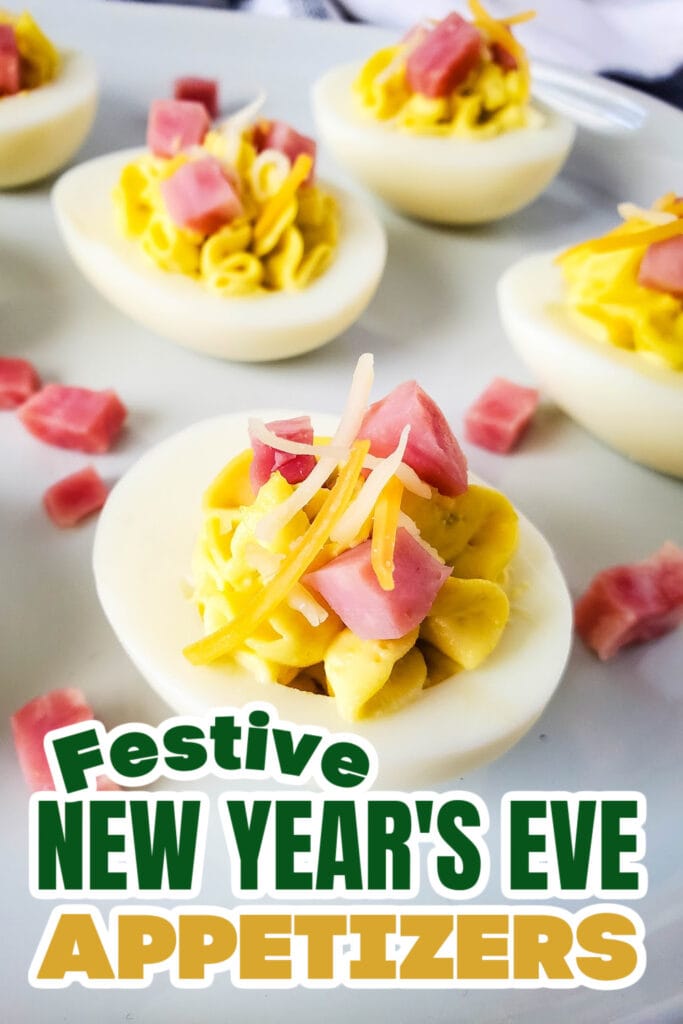 New Years Appetizers-Ham and Cheese Deviled Eggs
