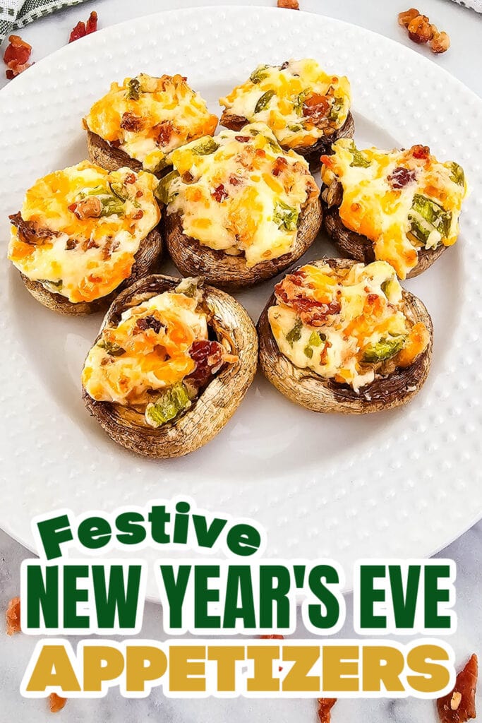 New Years Appetizers-Jalapeño Popper Stuffed Mushrooms