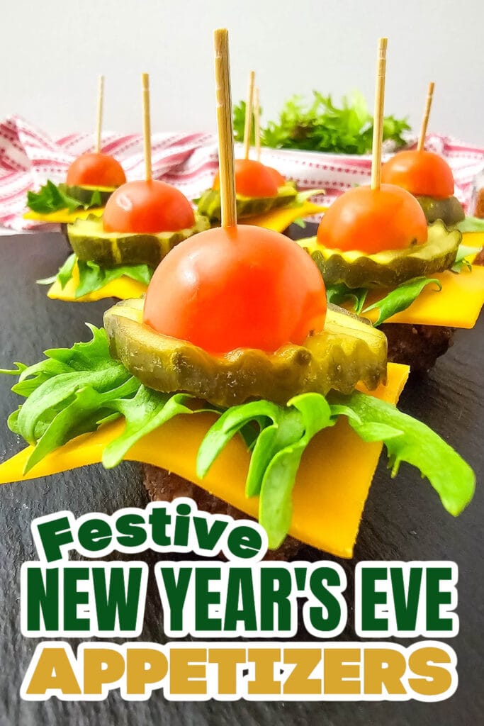 New Years Appetizers-Mini Cheeseburger Bites on Toothpicks