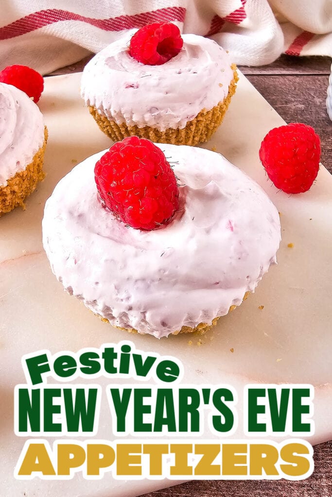 New Years Appetizers-Mini No-Bake Raspberry Cheesecakes