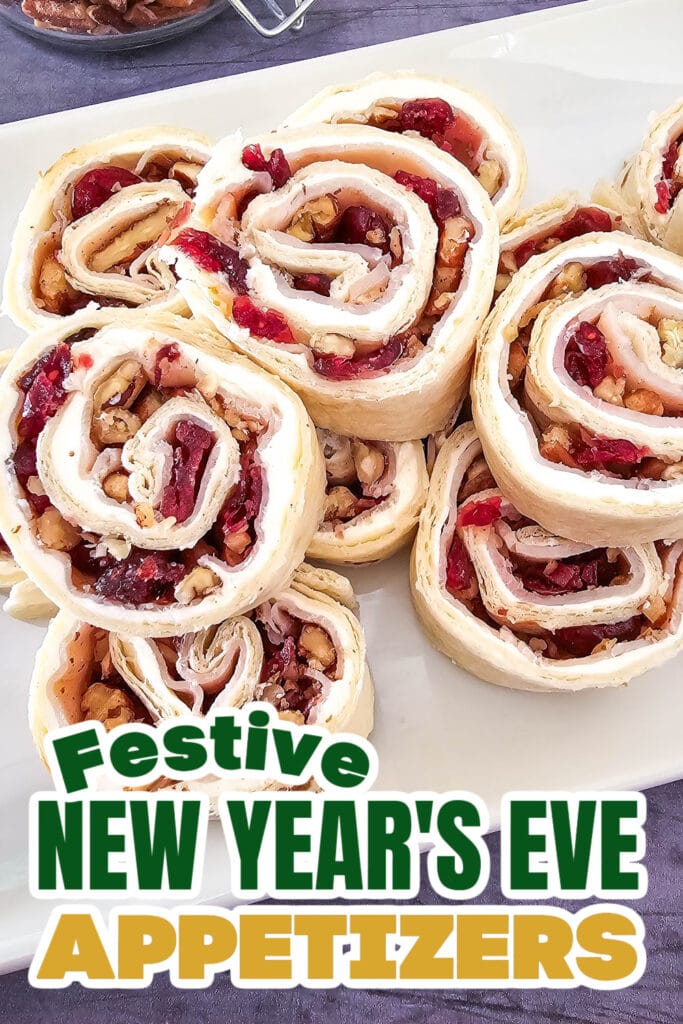 New Years Appetizers-Turkey Cranberry Pecan Pinwheels