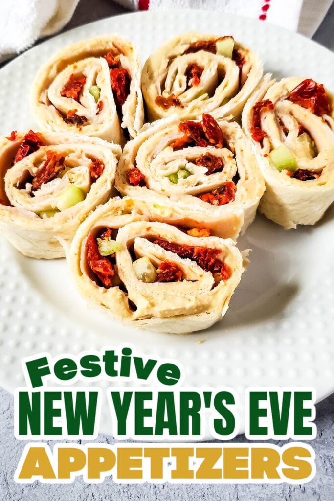 New Years Appetizers-Turkey Hummus Pinwheels