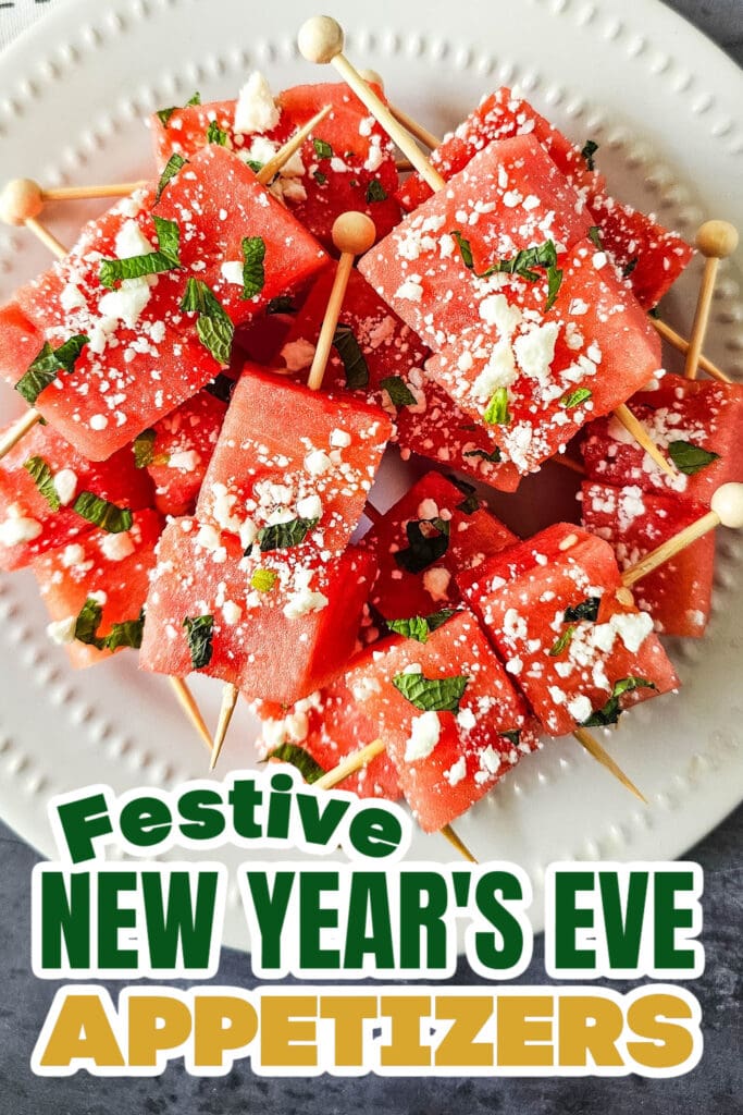 New Years Appetizers-Watermelon Feta Skewers