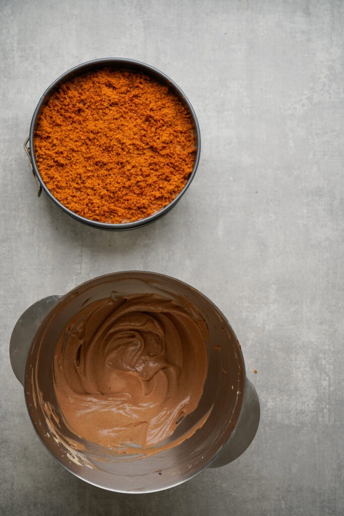 No-Bake Biscoff Cheesecake with a Chocolate Twist Process Photo