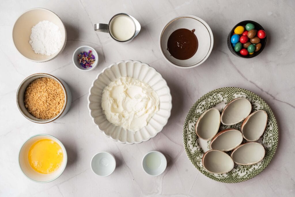 No-Bake Easter Egg Cheesecakes Process Ingredients
