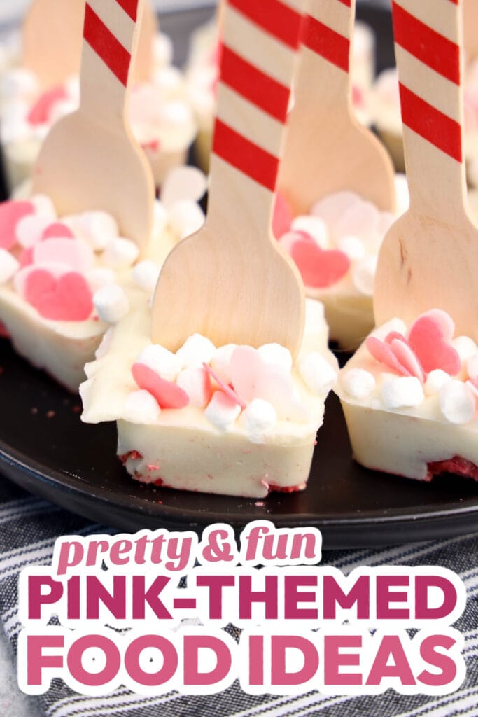 Pink Food Ideas-Strawberry White Hot Chocolate Spoons