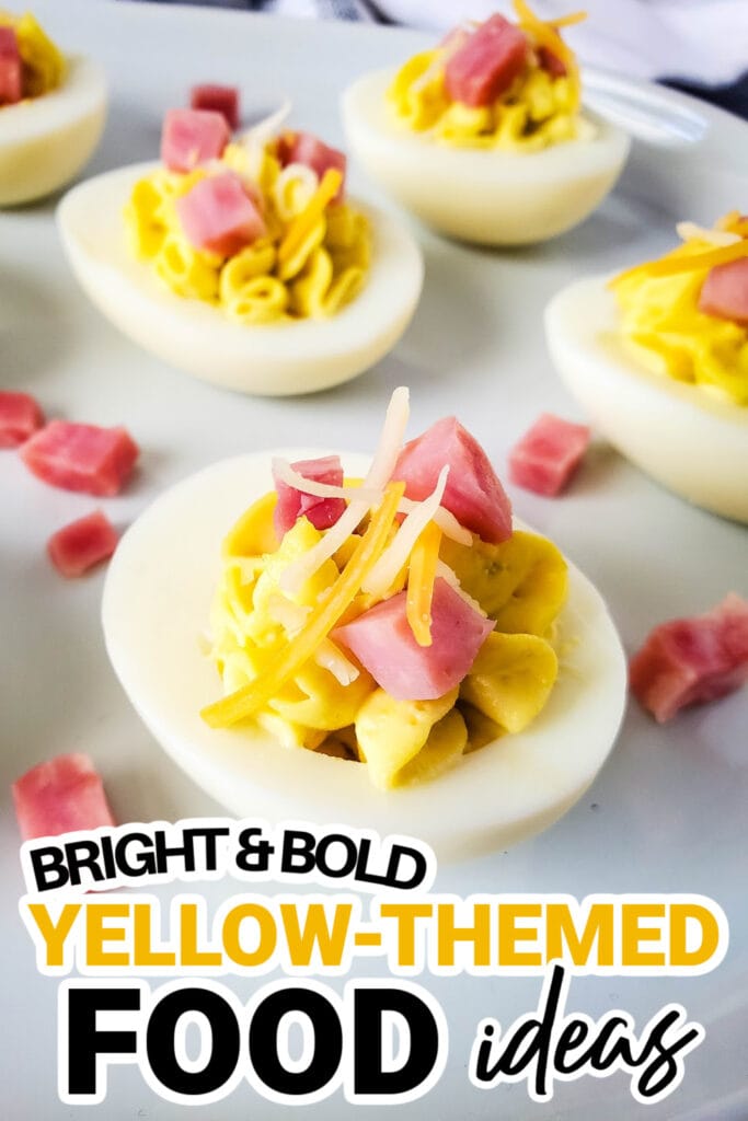 Yellow Food Ideas-Ham and Cheese Deviled Eggs