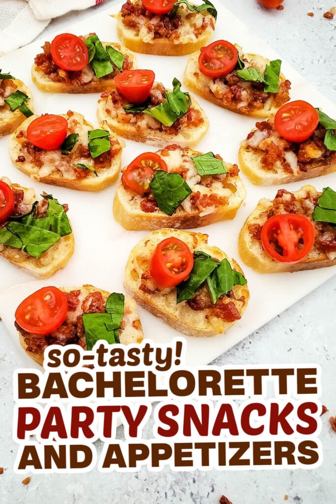 bachelorette party snacks- Bacon-Topped BLT Crostini