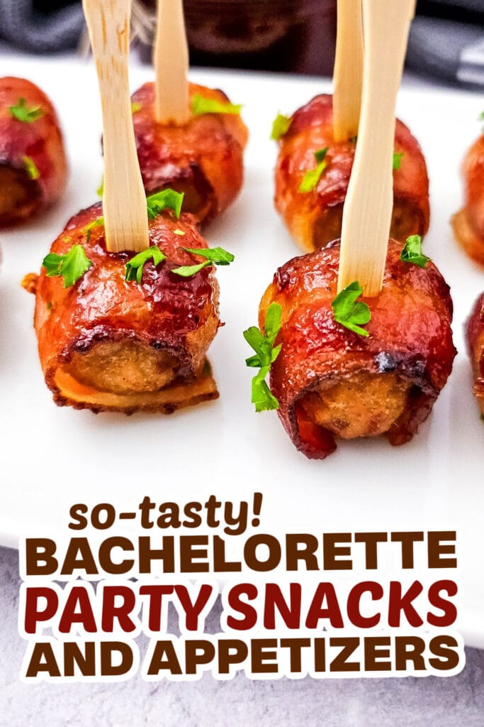bachelorette party snacks- Bacon Wrapped Meatballs
