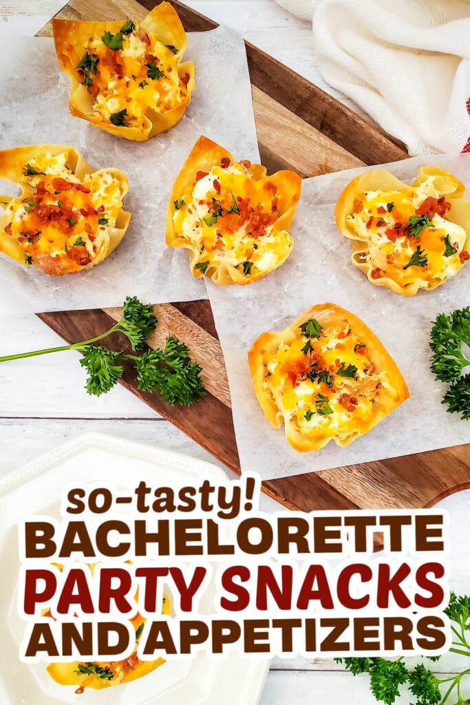 bachelorette party snacks- Cheesy Ranch Chicken Wonton Cups