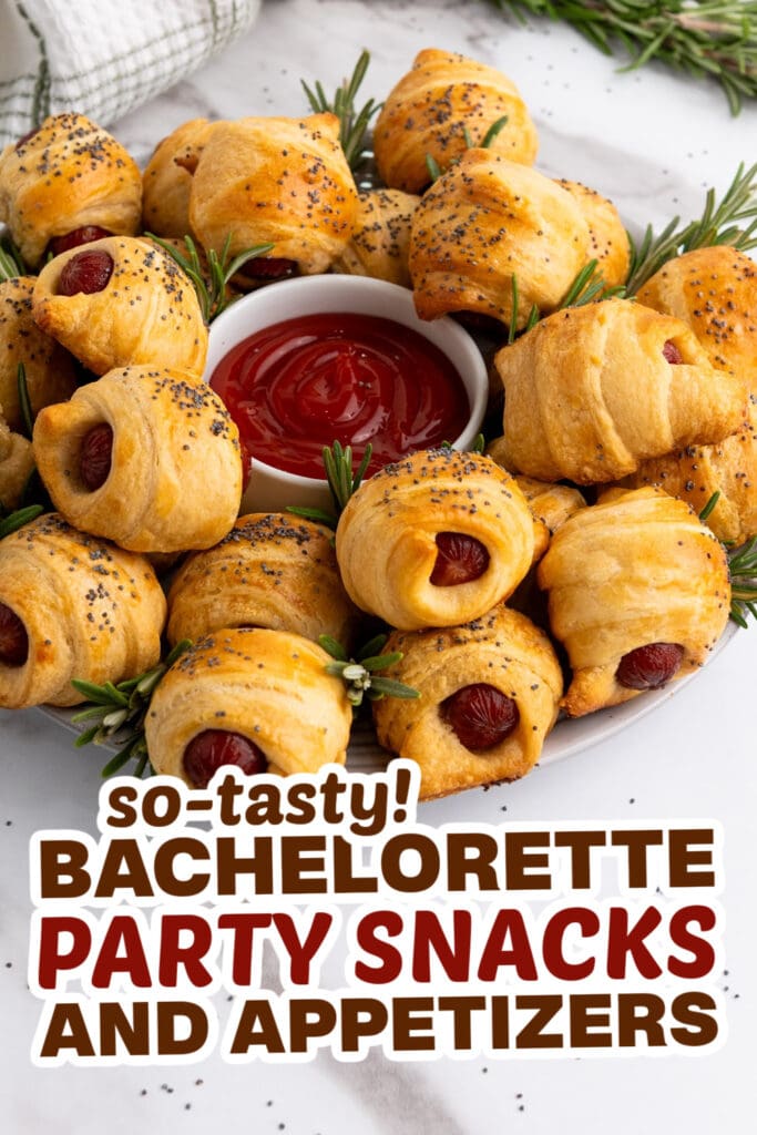 bachelorette party snacks- Flaky Mini Piggies in a Blanket