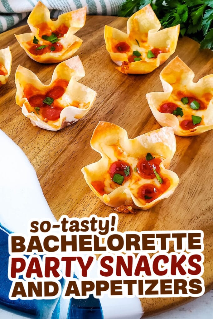 bachelorette party snacks- Pizza Wonton Cups