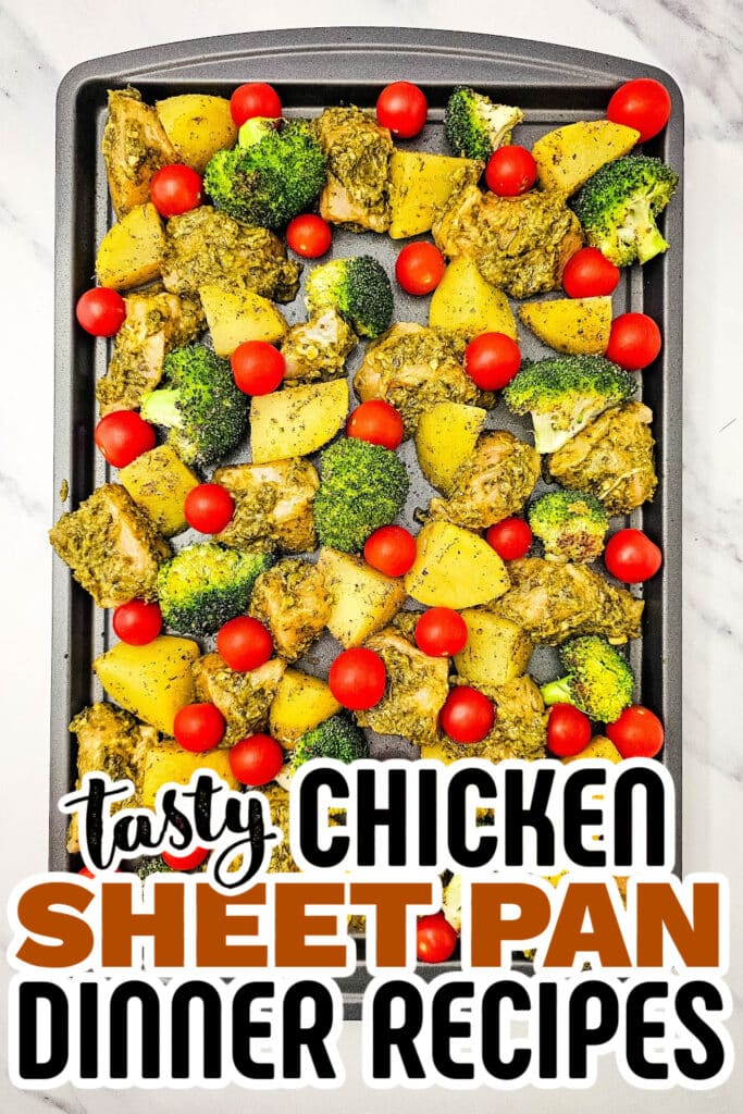 chicken sheet pan dinner -Sheet Pan Pesto Chicken