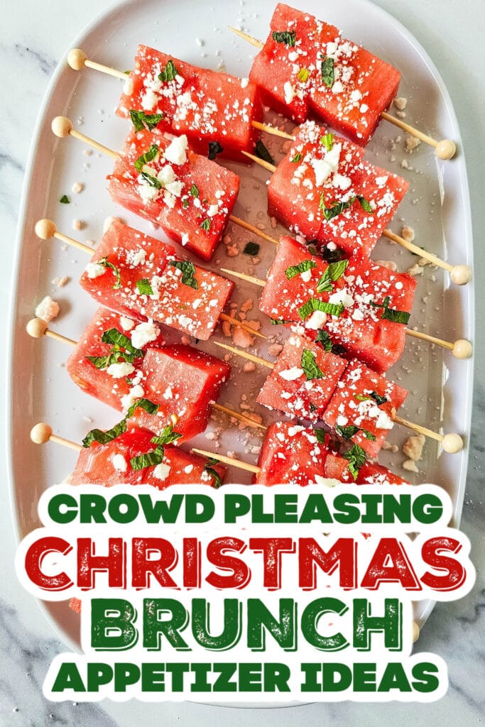 christmas brunch appetizer -Watermelon Feta Skewers