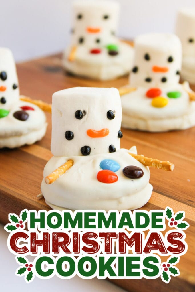 20+ Decorated Christmas Cookies 21 christmas cookies -Melted Snowman White Chocolate Covered Oreos