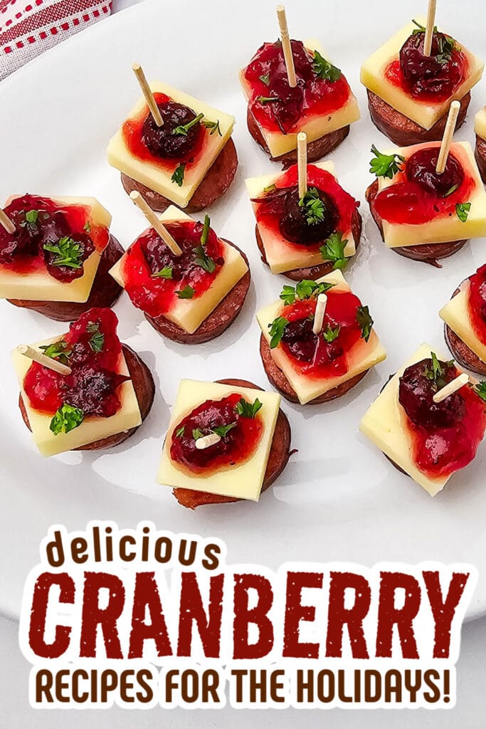 cranberry recipes - Cheesy Sausage Cranberry Skewers