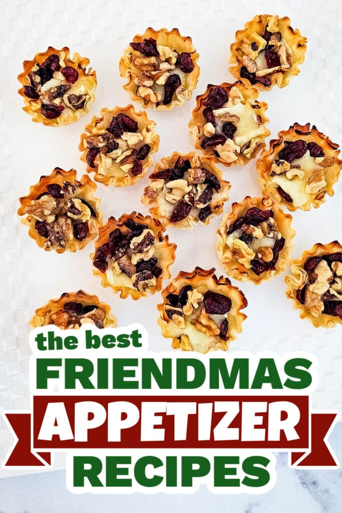 friendmas appetizers - Baked Cranberry and Walnut Brie Bites in Phyllo Shells