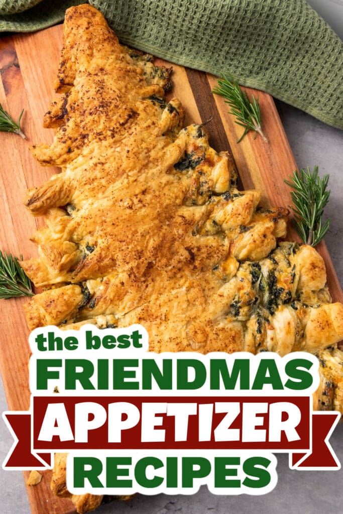 friendmas appetizers - Christmas Tree Spinach Dip Puff Pastry