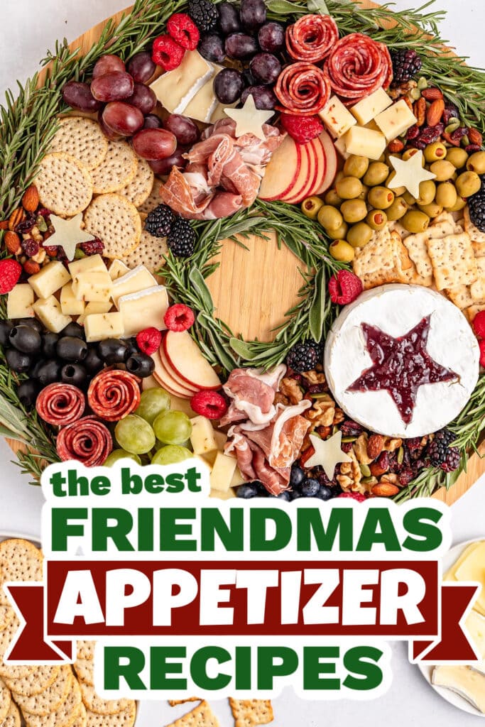 friendmas appetizers - Festive Wreath Charcuterie Board