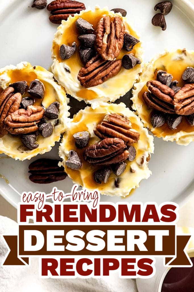 friendmas desserts - No Bake Mini Turtle Cheesecakes