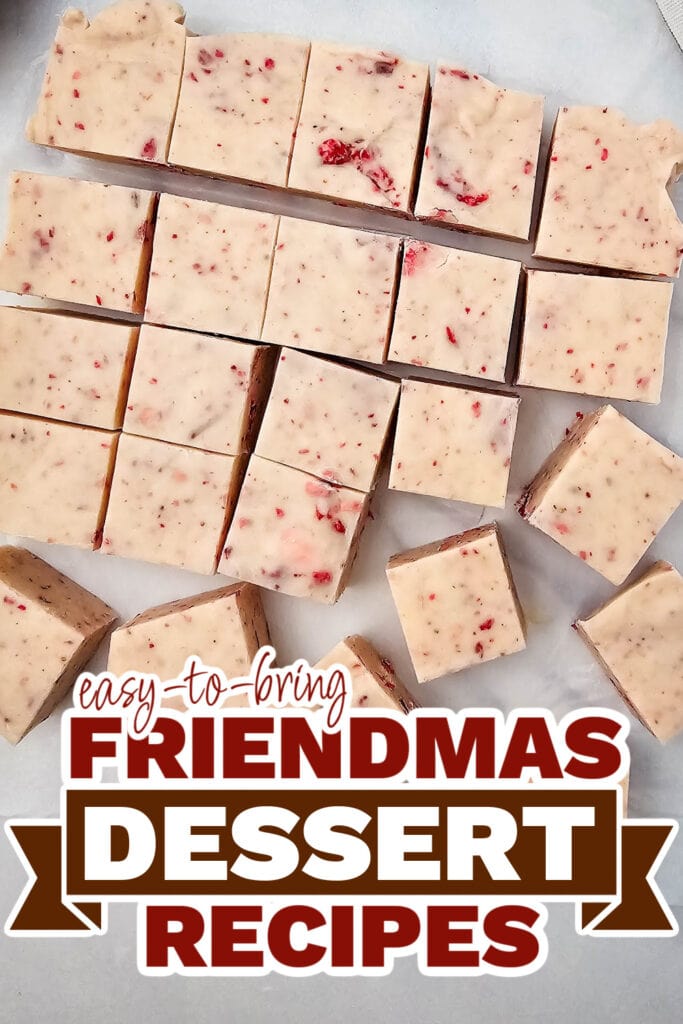 friendmas desserts - No-Bake Strawberry Fudge Squares