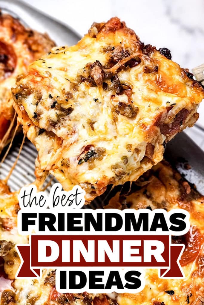 friendmas dinners - Cheesy Sheet Pan Italian Sausage Pizza