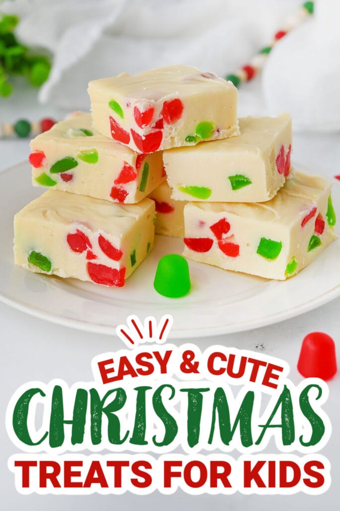 kids christmas treats-Christmas Gum Drop Fudge