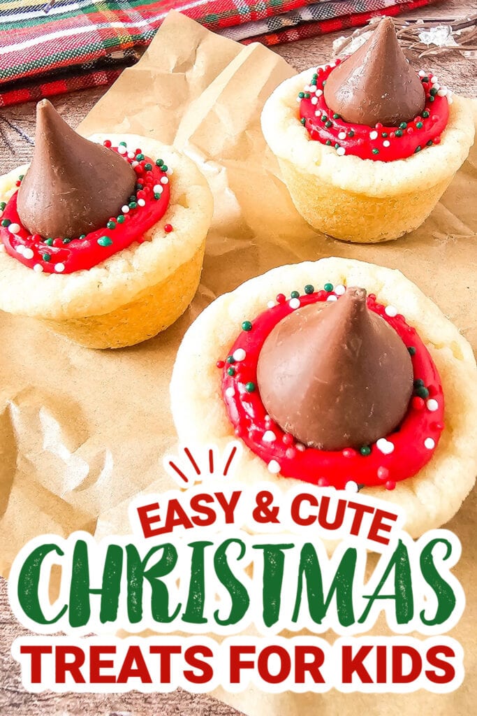 kids christmas treats-Christmas Kiss Cookie Cups
