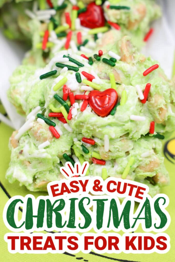 kids christmas treats-Grinch Poop Peanut Clusters