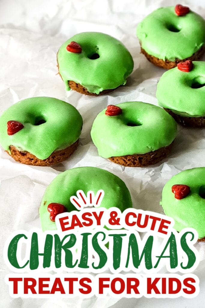 kids christmas treats-Grinch-Themed Caramel Apple Donuts
