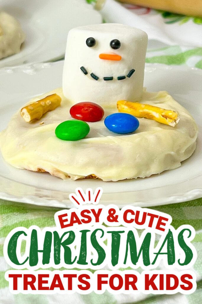 kids christmas treats- Melted Snowman Peanut Butter Cookies