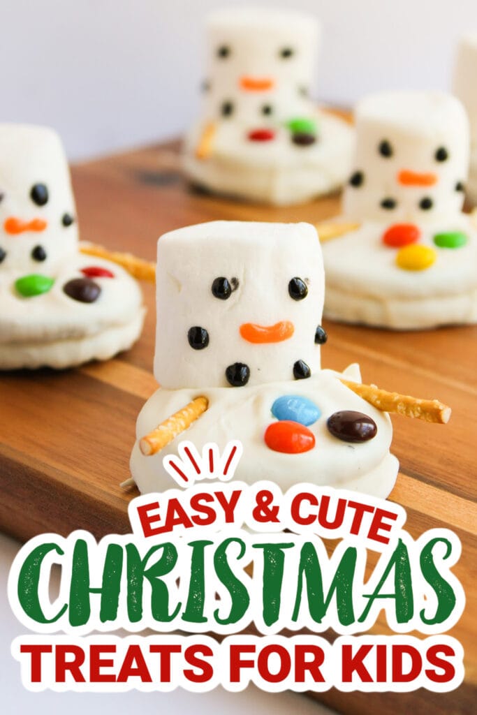 kids christmas treats-Melted Snowman White Chocolate Covered Oreos