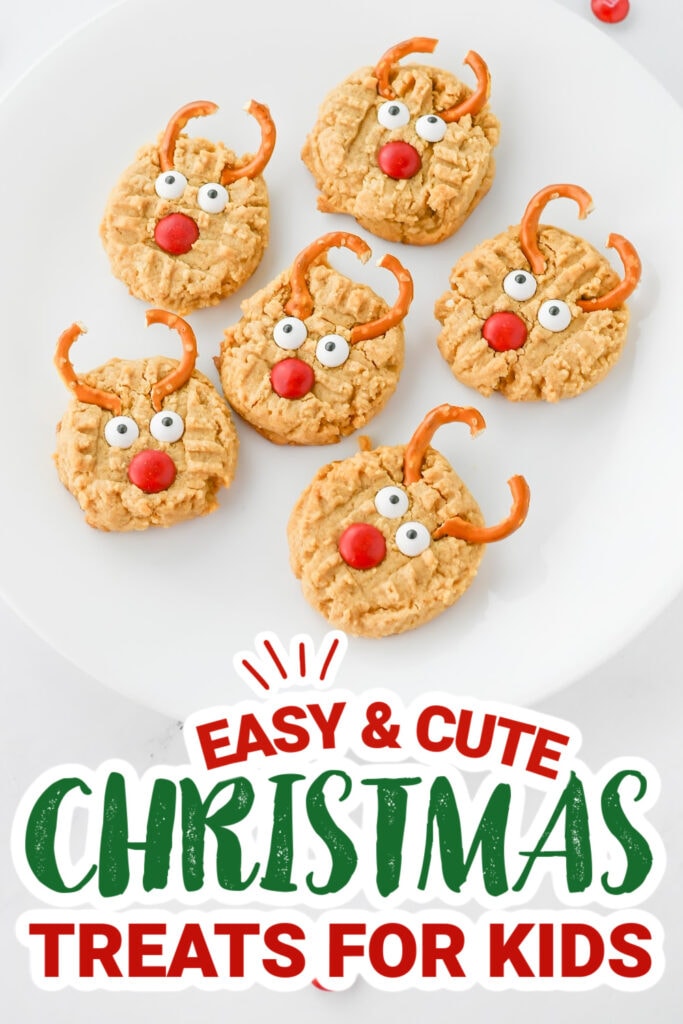 kids christmas treats-Peanut Butter Reindeer Cookies