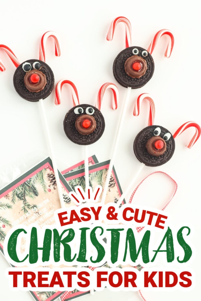 kids christmas treats-Reindeer Oreo Pops