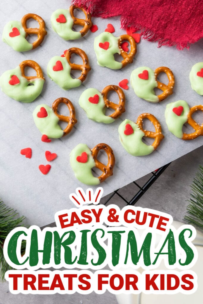 kids christmas treats-The Grinch Christmas Pretzels