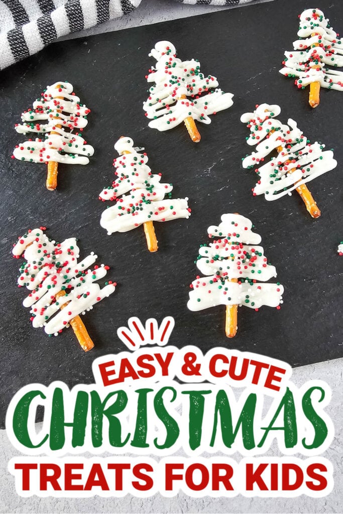 kids christmas treats-White Chocolate Mini Pretzel Trees