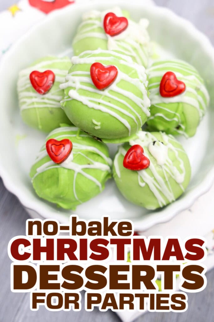 no bake christmas desserts -Grinch-Themed Oreo Balls