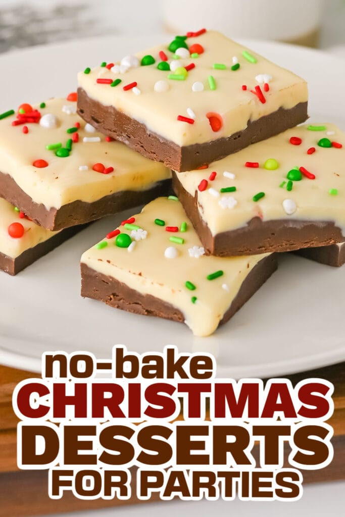 no bake christmas desserts - No-Bake Layered Christmas Chocolate Fudge