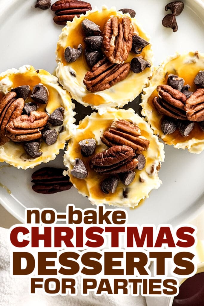 no bake christmas desserts - No Bake Mini Turtle Cheesecakes
