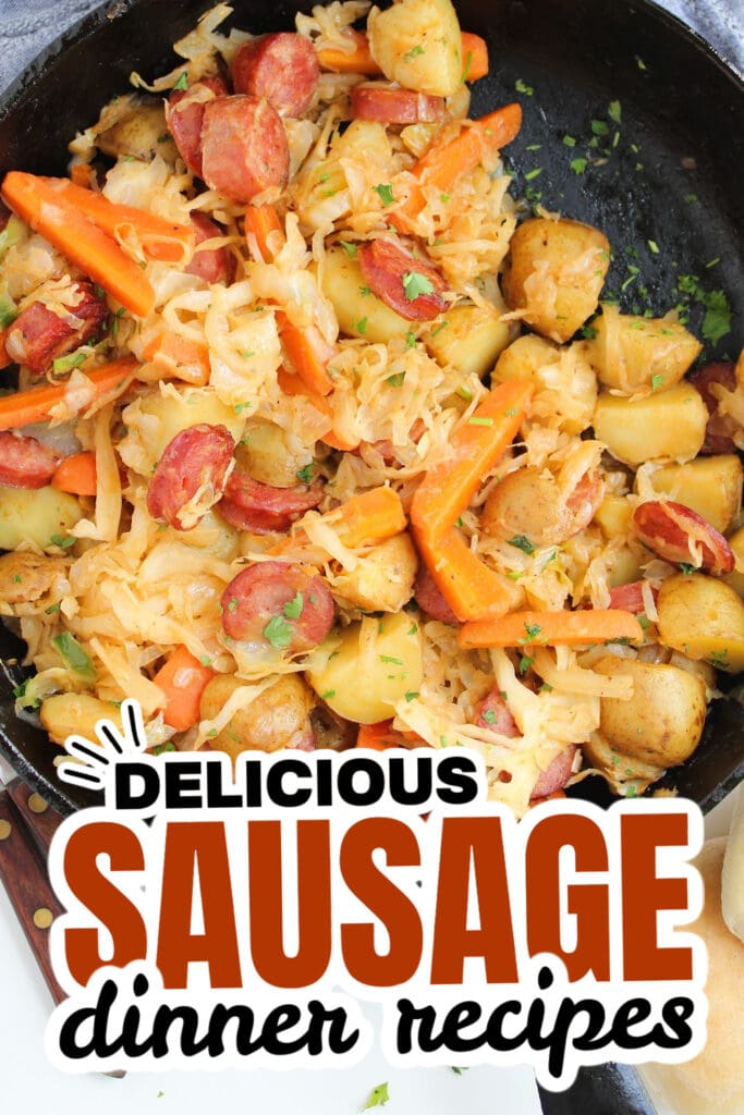 sausage dinner ideas - Sausage, Cabbage, and Potato Skillet