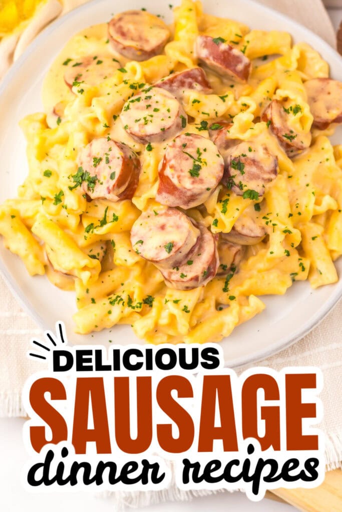 sausage dinner ideas - Slow Cooker Beer Cheese Sausage Pasta