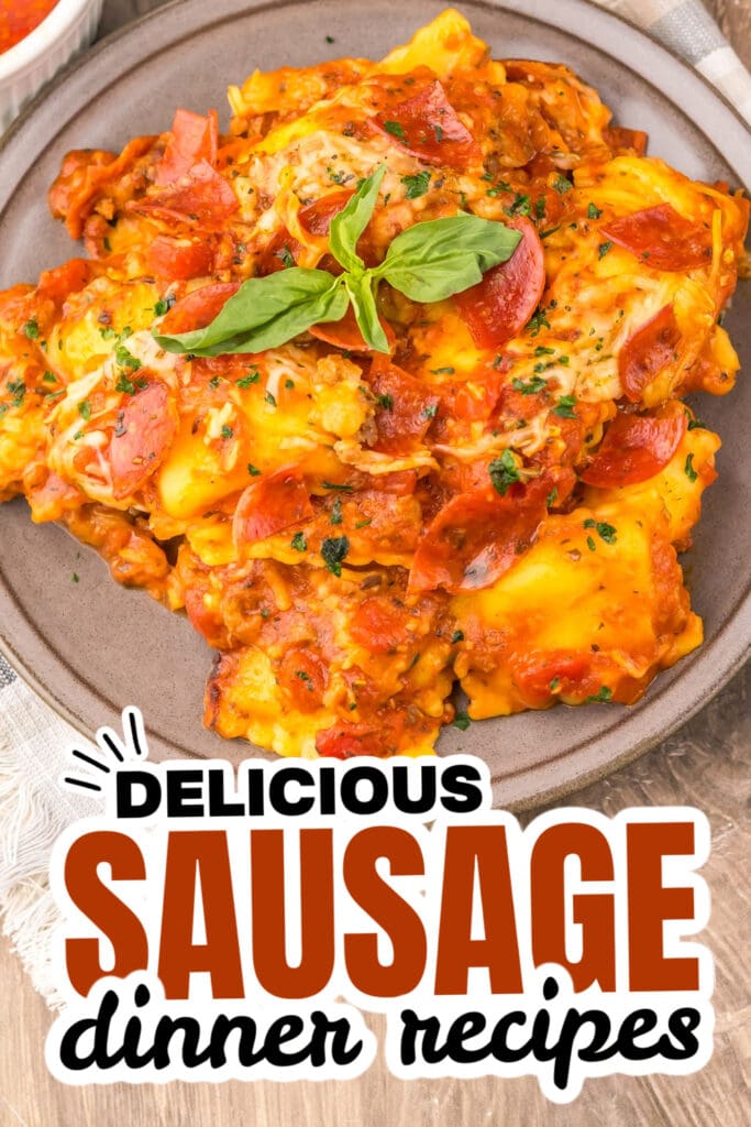 sausage dinner ideas - Slow Cooker Pizza Ravioli with Italian Sausage