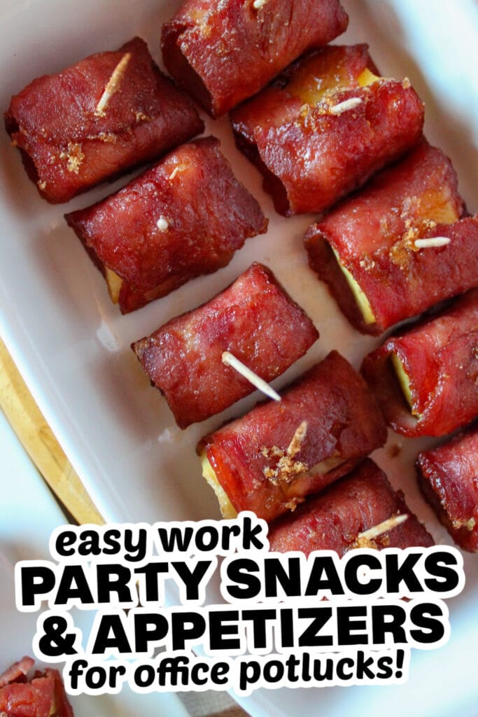 work party snacks and appetizers - Bacon-Wrapped Pineapple Bites