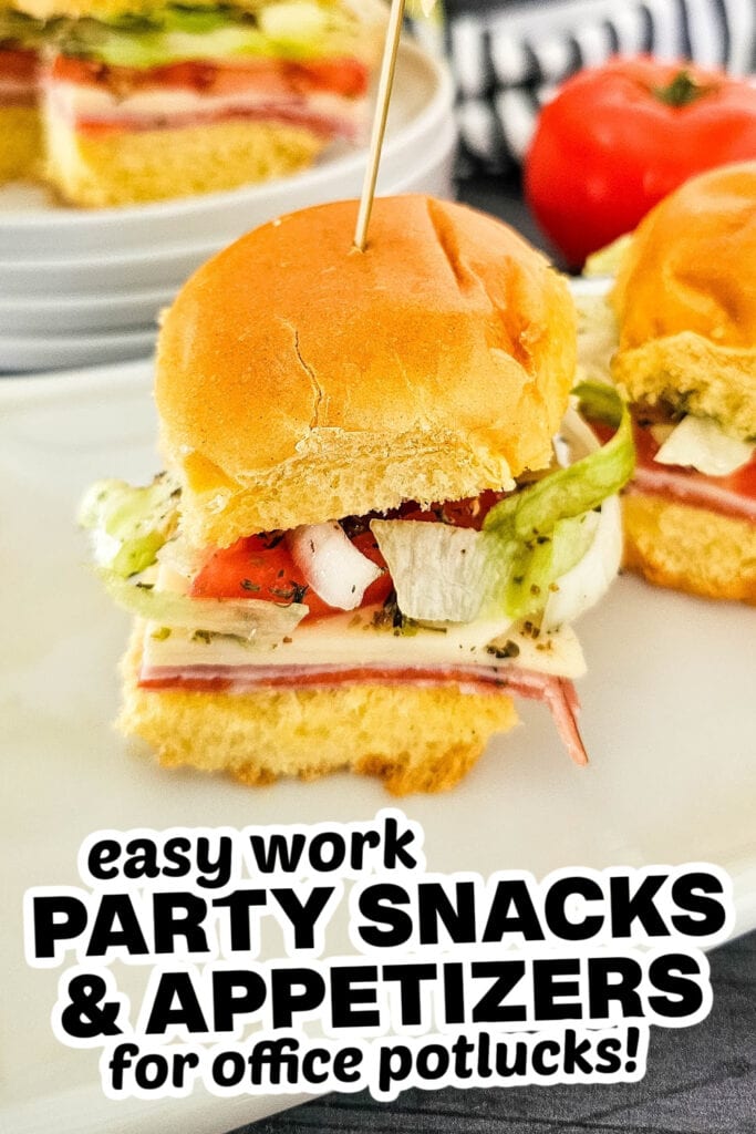 work party snacks and appetizers - Bite-Sized Italian Sub Sliders
