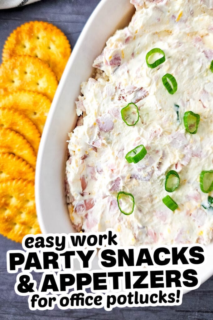 work party snacks and appetizers - Cold Cheesy Ham Dip