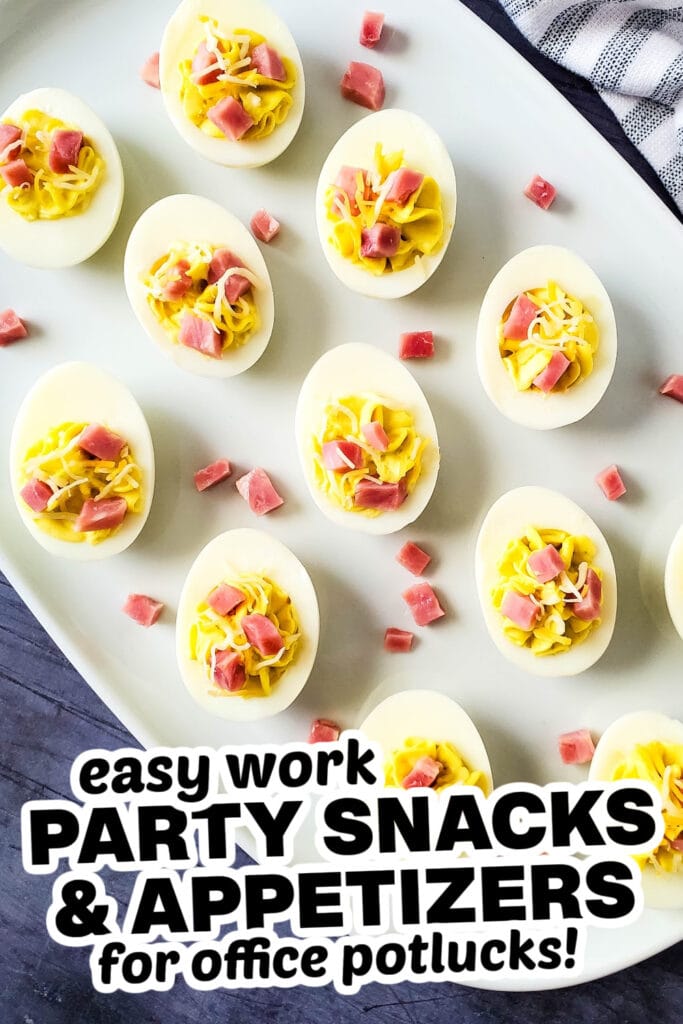 work party snacks and appetizers - Ham and Cheese Deviled Eggs