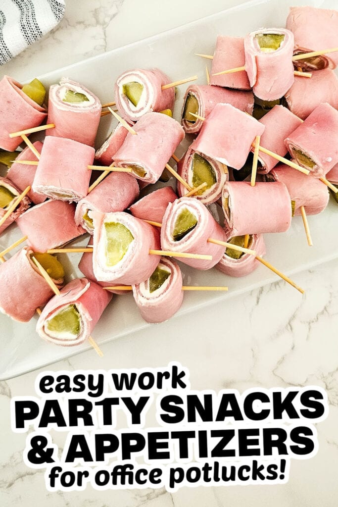 work party snacks and appetizers - Pickle Ham Rolls