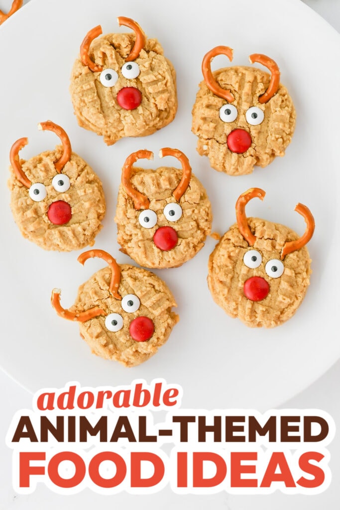 Animal-Themed Food Ideas-Peanut Butter Reindeer Cookies