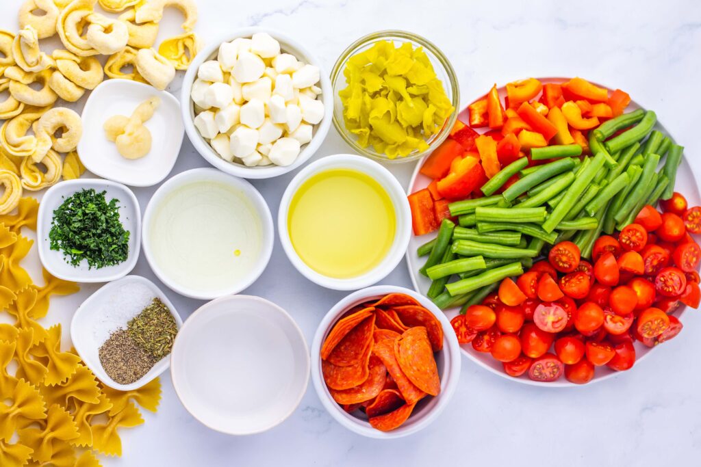 Christmas Pasta Salad Process Ingredients